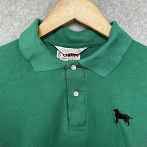 Vintage Orvis Polo Shirt Mens M Green Embroidered Labrador Retriever Thrashed